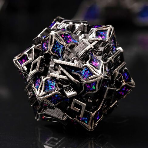 SPIRE DICE FOR DND - SPIRE SANCERAM - زهر متعدد السطوح تم تعيينه لـ D&D ، RPG والمزيد - لفات متوازنة ، مجموعة من 7 قطع جميلة للأبراج المحصنة والتنين (اللمعان الأرجواني الفضي العتيقة) in Kuwait