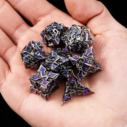 SPIRE DICE FOR DND - SPIRE SANCERAM - زهر متعدد السطوح تم تعيينه لـ D&D ، RPG والمزيد - لفات متوازنة ، مجموعة من 7 قطع جميلة للأبراج المحصنة والتنين (اللمعان الأرجواني الفضي العتيقة) in Kuwait