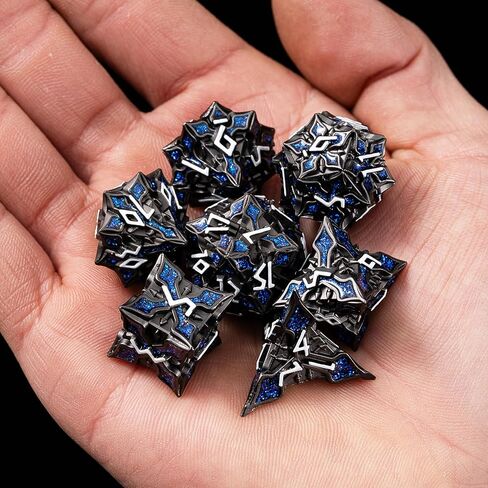SPIRE DICE FOR DND - SPIRE SANCERAM - زهر متعدد السطوح تم تعيينه لـ D&D ، RPG والمزيد - لفات متوازنة ، مجموعة من 7 قطع جميلة للأبراج المحصنة والتنين (اللمعان الأرجواني الفضي العتيقة) in Kuwait