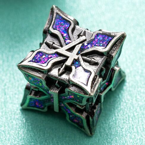 SPIRE DICE FOR DND - SPIRE SANCERAM - زهر متعدد السطوح تم تعيينه لـ D&D ، RPG والمزيد - لفات متوازنة ، مجموعة من 7 قطع جميلة للأبراج المحصنة والتنين (اللمعان الأرجواني الفضي العتيقة) in Kuwait