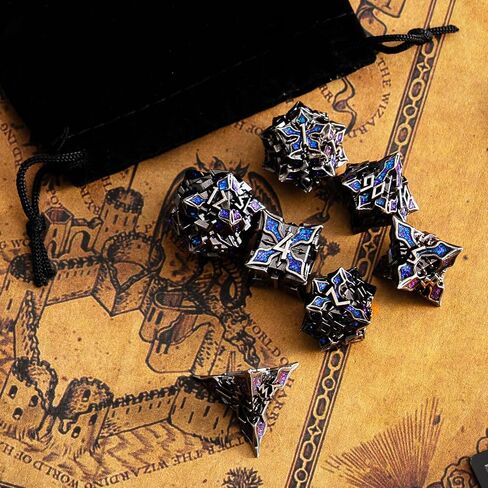 SPIRE DICE FOR DND - SPIRE SANCERAM - زهر متعدد السطوح تم تعيينه لـ D&D ، RPG والمزيد - لفات متوازنة ، مجموعة من 7 قطع جميلة للأبراج المحصنة والتنين (اللمعان الأرجواني الفضي العتيقة) in Kuwait