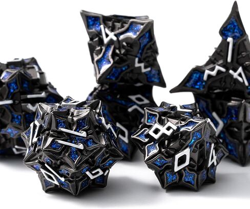 SPIRE DICE FOR DND - SPIRE SANCERAM - زهر متعدد السطوح تم تعيينه لـ D&D ، RPG والمزيد - لفات متوازنة ، مجموعة من 7 قطع جميلة للأبراج المحصنة والتنين (اللمعان الأرجواني الفضي العتيقة) in Kuwait
