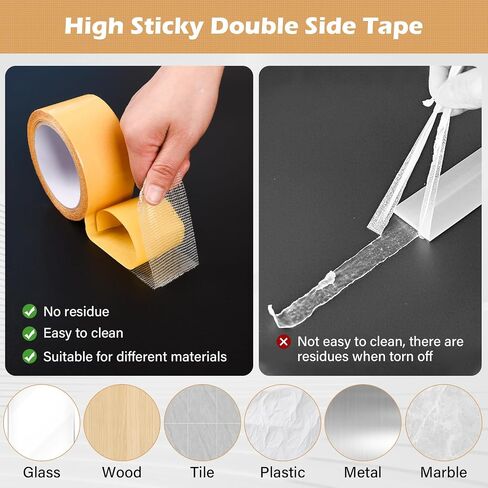 أشرطة النسيج الثقيلة ، 1inch/2inchx33ft (10m) شريط التثبيت ، شريط الملابس ، شريط السجاد ، شريط هميم للستائر ، شريط مزدوج على الوجهين ، الشريط الأزياء 2 شريط 2 لفات 2 لفات in Kuwait
