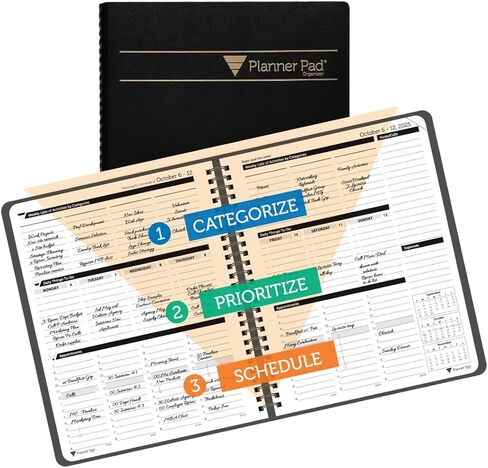 Planner Pad Spiral Bound 3-Tier Downnel Down 12 Monts منظم ، يوليو 2025-يونيو 2026/العام الأكاديمي ، الغلاف الرمادي الأخضر/الحبر الأخضر الناعم ، 6 3/4 "× 8 1/2" in Kuwait