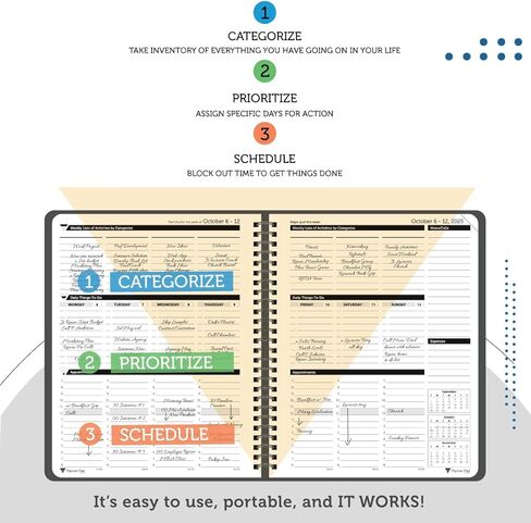 Planner Pad Spiral Bound 3-Tier Downnel Down 12 Monts منظم ، يوليو 2025-يونيو 2026/العام الأكاديمي ، الغلاف الرمادي الأخضر/الحبر الأخضر الناعم ، 6 3/4 "× 8 1/2" in Kuwait