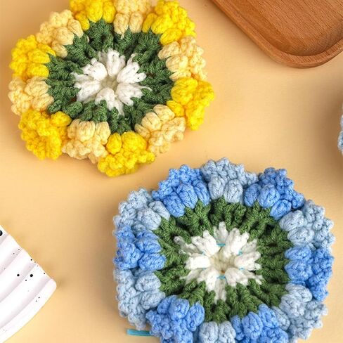 KyeeaDIY Crochet Kit for Beginners, Crochet Starter Kits, Coaster Flower Knitting Crocheting Kits with Step-by-Step Video Tutorials, Complete Crochet Kit for Adults Decoration in Kuwait