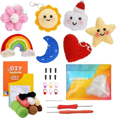 Kyeeadiy Crochet Kit للمبتدئين ، مجموعات بداية الكروشيه ، كوستر زهرة حياكة الكروشيه مع دروس فيديو خطوة بخطوة ، مجموعة الكروشيه كاملة لزخارف البالغين in Kuwait