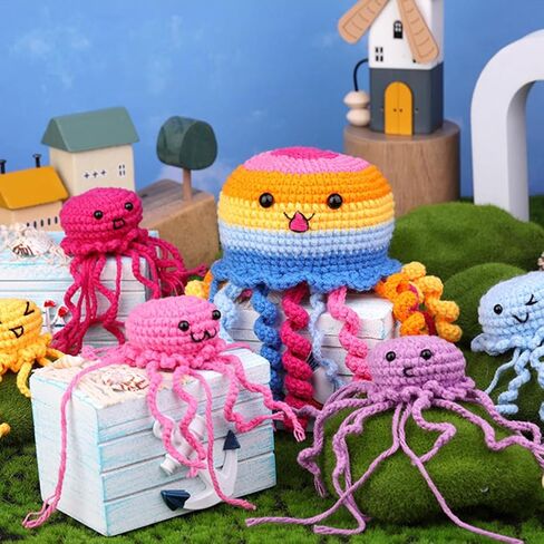 Kyeeadiy Crochet Kit للمبتدئين ، مجموعات بداية الكروشيه ، كوستر زهرة حياكة الكروشيه مع دروس فيديو خطوة بخطوة ، مجموعة الكروشيه كاملة لزخارف البالغين in Saudi Arabia