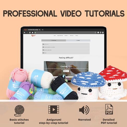 مجموعة Cudroza Crochet Kit للمبتدئين-مجموعات الكروشيه البومة مع دروس فيديو خطوة بخطوة وخطوط ، خطاف ، ملحقات ، هدية حرفية مصنوعة يدويًا للبالغين والأطفال (30 ٪+ غزل) in Kuwait