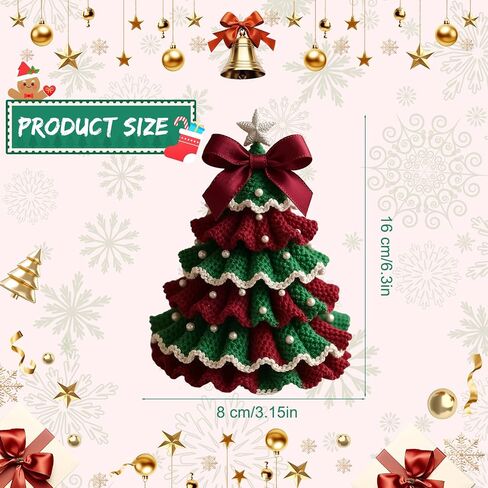 DIY Crochet Christmas Tree Kit - Handmade Holiday Crochet Christmas Decoration Set, Christmas Tree Bow Pearl Embellishment, Beginner Craft Crochet Kit (A) in Saudi Arabia