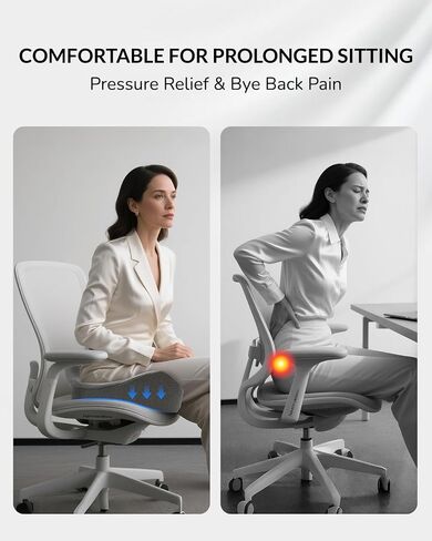 Extra Large Seat Cushion - Memory Foam Office Chair Cushion, Ergonomically Designed for Office & Car Seats, Relieves Pain from Prolonged Sitting & Sciatica in Saudi Arabia