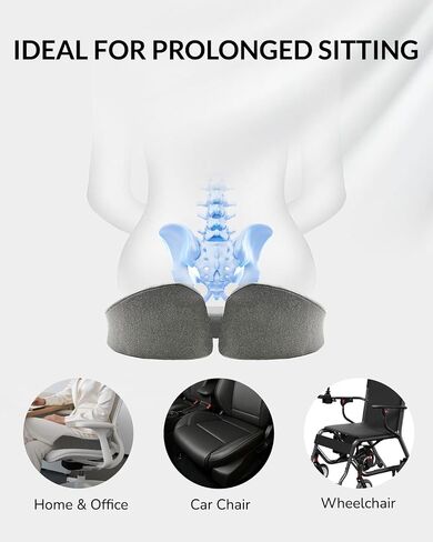 Extra Large Seat Cushion - Memory Foam Office Chair Cushion, Ergonomically Designed for Office & Car Seats, Relieves Pain from Prolonged Sitting & Sciatica in Saudi Arabia