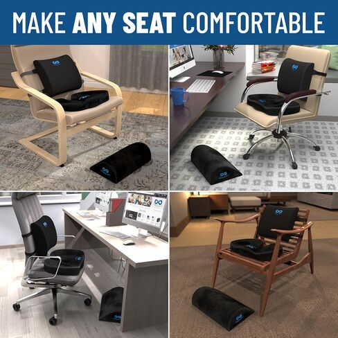 وسادة الراحة الأبدية مع حزمة دعم المقعد والقدم - وسائد كرسي مكتب رغوة الذاكرة للراحة طوال اليوم - مثالية للعمل والسيارة والمكتب in Kuwait