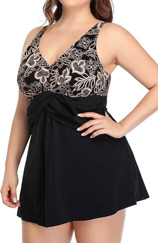 PERONA Women's Plus Size Swimsuits Shaping Body One Piece Swim Dresses Print Swimwear (US 20(Read The Size Chart in Our Image), Line) in Saudi Arabia