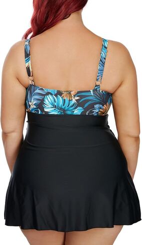 PERONA Women's Plus Size Swimsuits Shaping Body One Piece Swim Dresses Print Swimwear (US 20(Read The Size Chart in Our Image), Line) in Kuwait