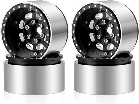 Morlordy 4PCS Aluminium 1.9 "RIMS Beadlock Wheel لمعظم 1/10 RC Crawlers SCX10 90046 ، SCX10 I III ، TRX4 ، TRX6 ، CCO1 ، RC-4WD ، D90 ، Wraith 90018 ، RR10 90048 ، 90053 ، RBX10 ، VS4-10 ، in Kuwait