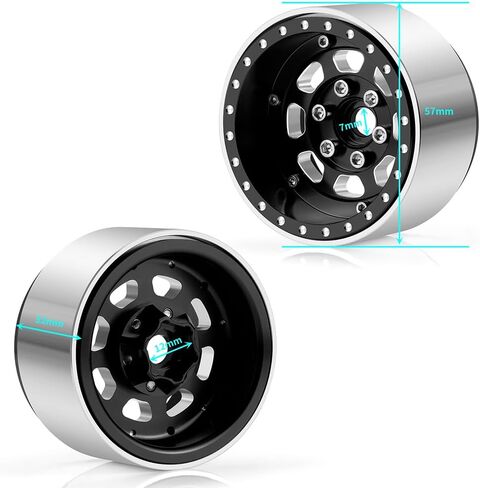 Morlordy 4PCS Aluminium 1.9 "RIMS Beadlock Wheel لمعظم 1/10 RC Crawlers SCX10 90046 ، SCX10 I III ، TRX4 ، TRX6 ، CCO1 ، RC-4WD ، D90 ، Wraith 90018 ، RR10 90048 ، 90053 ، RBX10 ، VS4-10 ، in Kuwait