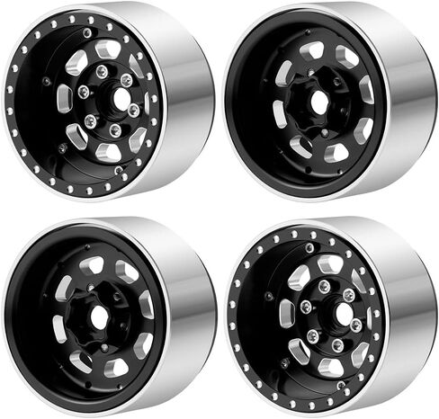 Morlordy 4PCS Aluminium 1.9 "RIMS Beadlock Wheel لمعظم 1/10 RC Crawlers SCX10 90046 ، SCX10 I III ، TRX4 ، TRX6 ، CCO1 ، RC-4WD ، D90 ، Wraith 90018 ، RR10 90048 ، 90053 ، RBX10 ، VS4-10 ، in Kuwait