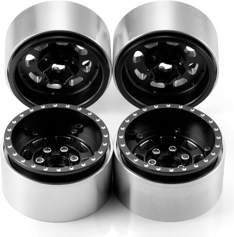 Morlordy 4PCS Aluminium 1.9 "RIMS Beadlock Wheel لمعظم 1/10 RC Crawlers SCX10 90046 ، SCX10 I III ، TRX4 ، TRX6 ، CCO1 ، RC-4WD ، D90 ، Wraith 90018 ، RR10 90048 ، 90053 ، RBX10 ، VS4-10 ، in Kuwait