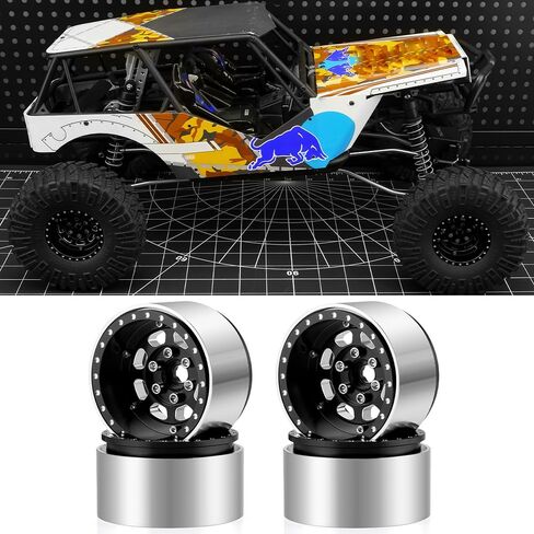 Morlordy 4PCS Aluminium 1.9 "RIMS Beadlock Wheel لمعظم 1/10 RC Crawlers SCX10 90046 ، SCX10 I III ، TRX4 ، TRX6 ، CCO1 ، RC-4WD ، D90 ، Wraith 90018 ، RR10 90048 ، 90053 ، RBX10 ، VS4-10 ، in Kuwait