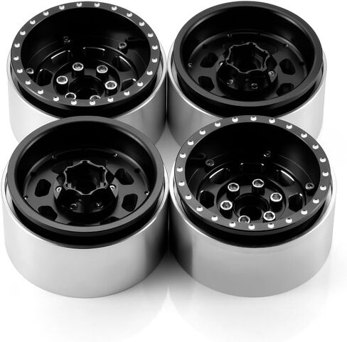 Morlordy 4PCS Aluminium 1.9 "RIMS Beadlock Wheel لمعظم 1/10 RC Crawlers SCX10 90046 ، SCX10 I III ، TRX4 ، TRX6 ، CCO1 ، RC-4WD ، D90 ، Wraith 90018 ، RR10 90048 ، 90053 ، RBX10 ، VS4-10 ، in Kuwait