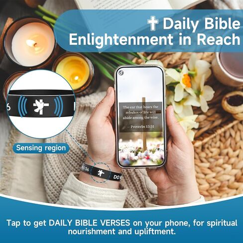 Daily Bible Verse Silicone Wristband for Men Women, Religious Wristband, Inspirational Scripture Present for Daily Motivation, Faith Hope Belief Bracelet, Black in Saudi Arabia