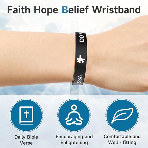 Daily Bible Verse Silicone Wristband for Men Women, Religious Wristband, Inspirational Scripture Present for Daily Motivation, Faith Hope Belief Bracelet, Black in Saudi Arabia