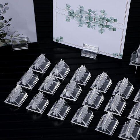 60 PCS Clear Game Card Stands, Place Card Holders, Plastic Cards Stands for Wedding Cards Photos Memos Pictures Price Board Labels, Table Number Game Party Display, 0.78in in Saudi Arabia