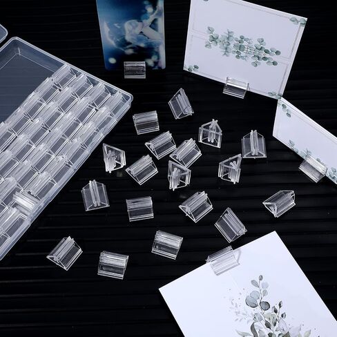 60 PCS Clear Game Card Stands, Place Card Holders, Plastic Cards Stands for Wedding Cards Photos Memos Pictures Price Board Labels, Table Number Game Party Display, 0.78in in Saudi Arabia