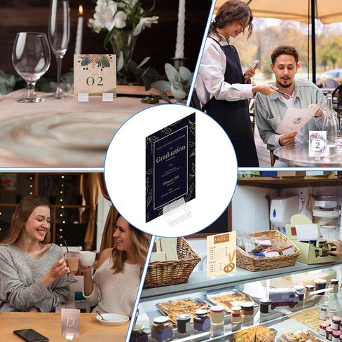 60 PCS Clear Game Card Stands, Place Card Holders, Plastic Cards Stands for Wedding Cards Photos Memos Pictures Price Board Labels, Table Number Game Party Display, 0.78in in Saudi Arabia