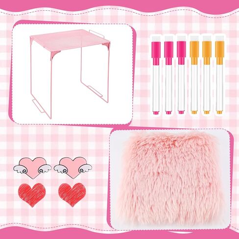 73 Pcs Pink Locker Accessories Set Back to School Essentials Decorations for Girls Includes Locker Shelf, Self Adhesive Mirror, Rug, Pen Holder, Markers and Magnets in Saudi Arabia
