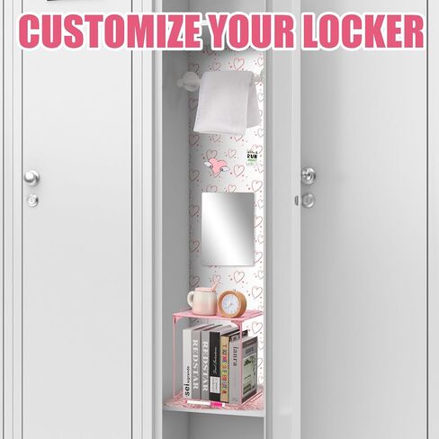 73 Pcs Pink Locker Accessories Set Back to School Essentials Decorations for Girls Includes Locker Shelf, Self Adhesive Mirror, Rug, Pen Holder, Markers and Magnets in Saudi Arabia