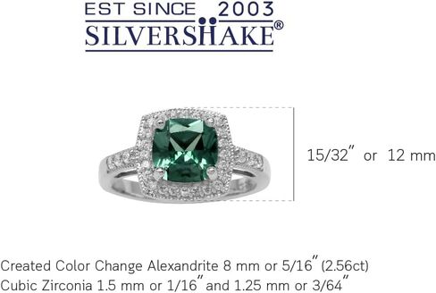 Silvershake 8MM Cushion Shape Gemstone White Gold Plated or Yellow Gold Plated 925 Sterling Silver Halo Engagement Ring Jewelry for Women in Saudi Arabia
