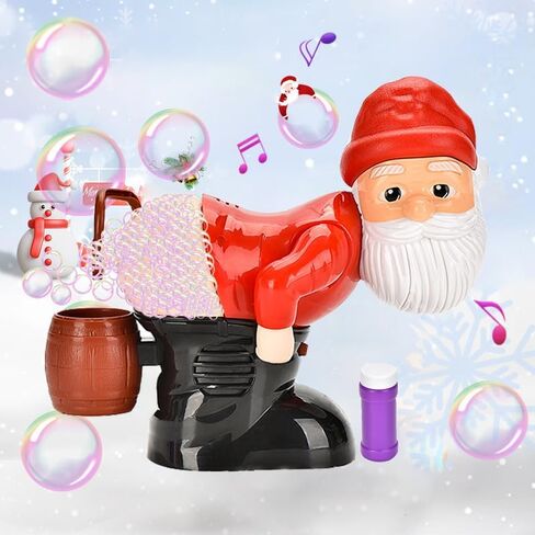 Santa Bubble Blower, Festive Bubble Blower Machine Santa Claus Toy with Music and Flashing Lights, Perfect Indoor and Outdoor Bubble Machine Blower Toy for Fun in Saudi Arabia