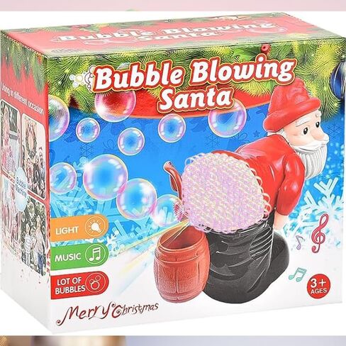 Santa Bubble Blower, Festive Bubble Blower Machine Santa Claus Toy with Music and Flashing Lights, Perfect Indoor and Outdoor Bubble Machine Blower Toy for Fun in Saudi Arabia