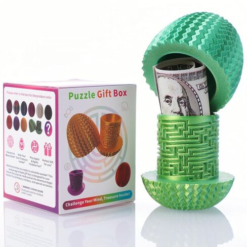 Maze Egg Money Puzzle Box - Hidden Compartment Brain Teaser Toy with 4 Logic Challenges - Portable Travel Sensory Activity for Kids & Adults, Graduation Birthday Gift in Saudi Arabia
