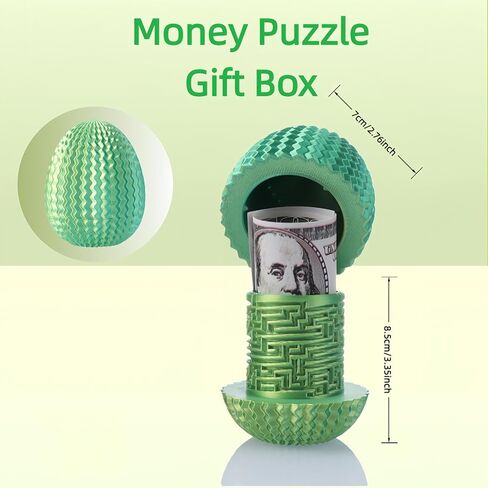 Maze Egg Money Puzzle Box - Hidden Compartment Brain Teaser Toy with 4 Logic Challenges - Portable Travel Sensory Activity for Kids & Adults, Graduation Birthday Gift in Saudi Arabia