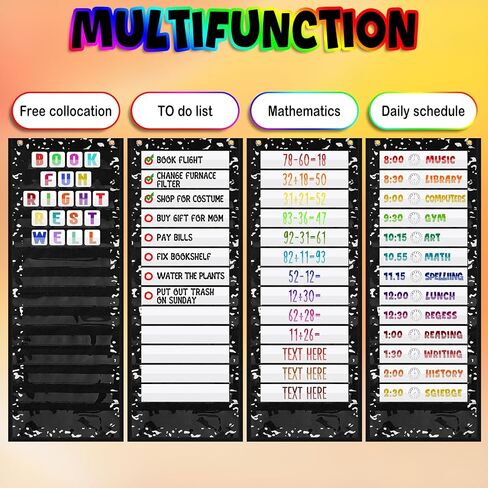 مخطط جيب Earsida Classroom مع 13+1 جيوب 18 بطاقات فارغة للتجفيف و 2 خطاطين ، و 13 × 35.4 بوصة مخطط أدوات تعليمية للمعلم لنشاط رياض الأطفال قبل المدرسة (تلميذة) (تلميذة) in Saudi Arabia