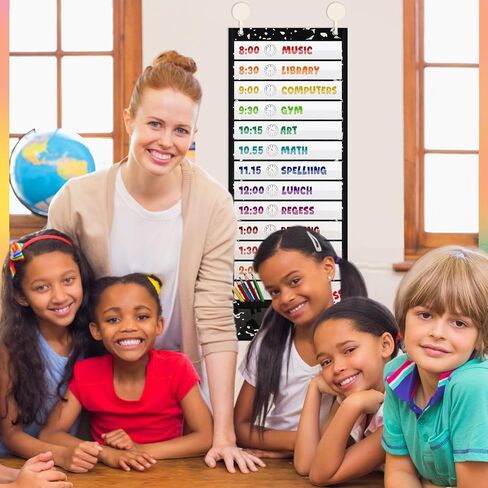 مخطط جيب Earsida Classroom مع 13+1 جيوب 18 بطاقات فارغة للتجفيف و 2 خطاطين ، و 13 × 35.4 بوصة مخطط أدوات تعليمية للمعلم لنشاط رياض الأطفال قبل المدرسة (تلميذة) (تلميذة) in Saudi Arabia
