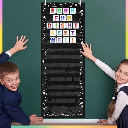 مخطط جيب Earsida Classroom مع 13+1 جيوب 18 بطاقات فارغة للتجفيف و 2 خطاطين ، و 13 × 35.4 بوصة مخطط أدوات تعليمية للمعلم لنشاط رياض الأطفال قبل المدرسة (تلميذة) (تلميذة) in Saudi Arabia