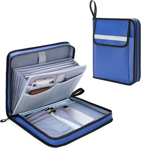 Boat Document Holder, Waterproof Travel Document Folder with 6 Expandable Folders for A4 Papers, with 1 Handle Loop, Reflective Strip and Customized Name Frame, Patented Design in Saudi Arabia
