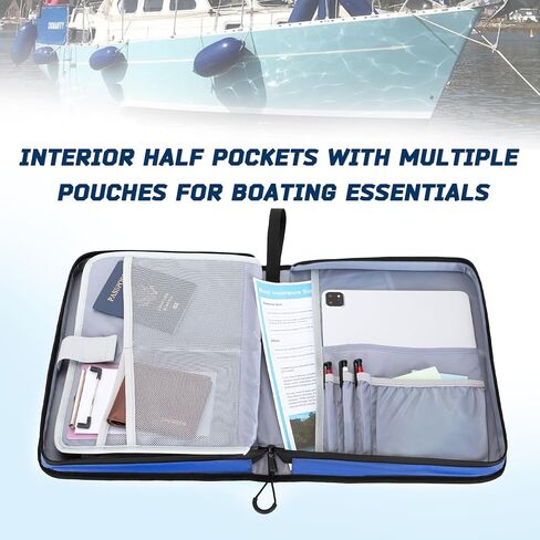 Boat Document Holder, Waterproof Travel Document Folder with 6 Expandable Folders for A4 Papers, with 1 Handle Loop, Reflective Strip and Customized Name Frame, Patented Design in Saudi Arabia