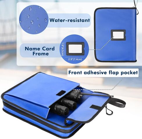 Boat Document Holder, Waterproof Travel Document Folder with 6 Expandable Folders for A4 Papers, with 1 Handle Loop, Reflective Strip and Customized Name Frame, Patented Design in Saudi Arabia