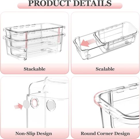 DILIBRA 16 Pcs Clear Extendable Drawer Organizer, Adjustable Drawer Storage 3-Size Desk Drawer Organizer, Plastic Non-Slip Storage Bins for Makeup, Cosmetic, Jewelries, Utensils, Stationery, Dressers in Kuwait