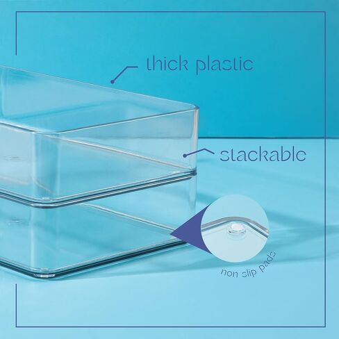 Eight Piecs. Plastic Clear Drawer Organizers for Bathroom, Kitchen, Bedroom, Office Organizer Bins, Storage Trays. Heavy Duty, Stackable 4 Sizes in Saudi Arabia