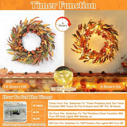 18 Inch Sunflower Fall Wreath Front Door Decorations Timer 20 Warm Lights 5 Styles Mixcolor 58 Maple Leaves 6 Pumpkins 8 Pinecone 12 Acorn Battery Operated Autumn Fall Thanksgiving Wreath Home Decor in Saudi Arabia