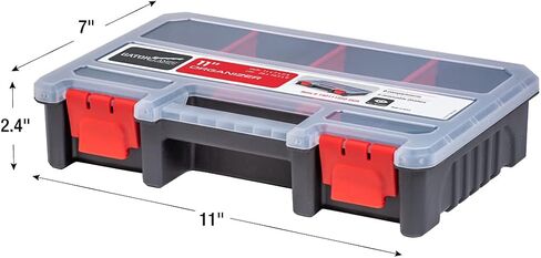مربع منظم الأجزاء المدمجة - حالة تخزين للأجهزة الصغيرة مع 9 مقصورات و 5 فواصل - برغي نايلون متين أو بولت أو منظم حرفي لصندوق الأدوات أو الدرج أو المرآب in Kuwait