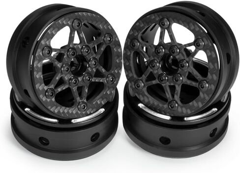 1.9 عجلات ألياف الكربون Beadlock RIM لـ 1/10 RC Rigs Crawler SCX10 CAPRA TRX4 TF2 GMADE R1 ENDURO CC01 DIY (Black B) in Saudi Arabia