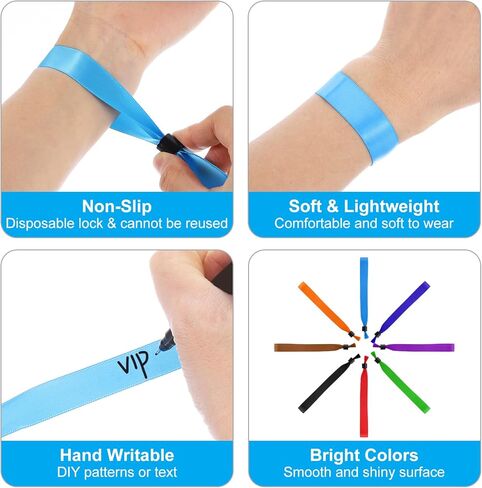 PATIKIL Disposable Cloth Wristbands for Events, 100 Pcs Adjustable Cloth Event Wristbands Colored Wrist Bands for Concert Club Parties, Multicolor, 13.8"x0.6" in Saudi Arabia