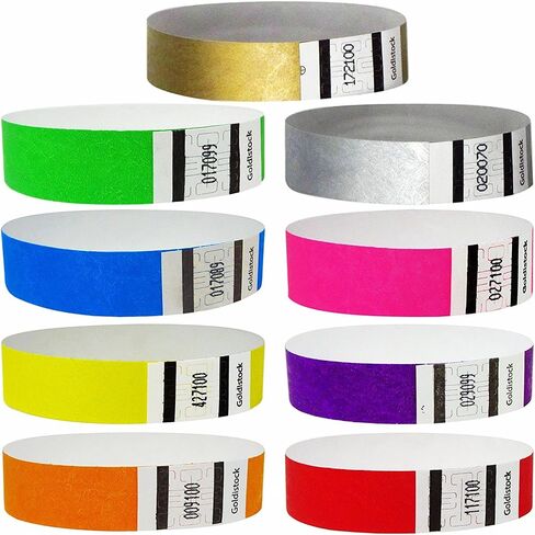 Event Wristbands Super Variety Pack 4,500 Count | ¾" Arm Bands | Green, Blue, Red, Orange, Yellow, Pink, Purple, Gold, Silver | Paper-Like Party Armbands in Saudi Arabia